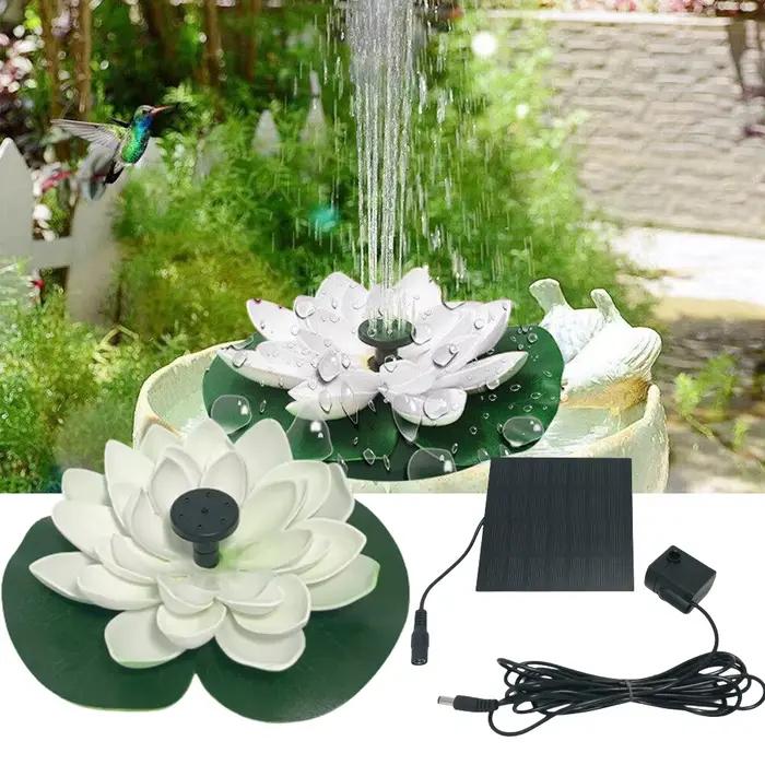 Mini fontaine à eau solaire flottante en forme de Lotus, décoration d'étang, cascade, bain d'oiseaux
