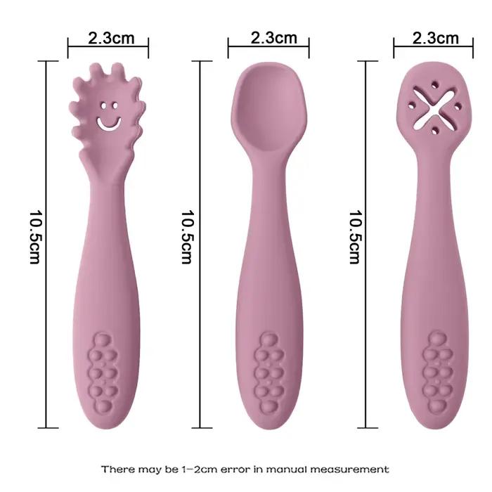 Ensemble d'ustensiles de cuillères d'apprentissage pour bébé, 3 pièces, mignon, cuillère d'alimentat