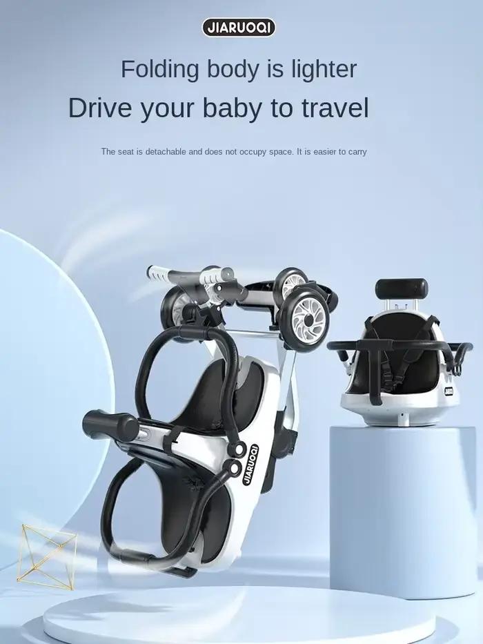Poussette double légère Portable d'extérieur, poussette double à quatre roues à vue élevée avec Para