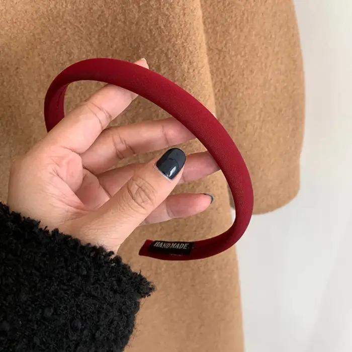 Bandeaux rétro de Style coréen, cerceaux pour cheveux fins et solides, vin-rouge, accessoires pour c