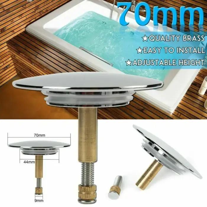 HOSink-Bouchon de Vidange Réglable pour Lavabo, Accessoire de 70mm, à Cliquer, avec Bouton Poussoir