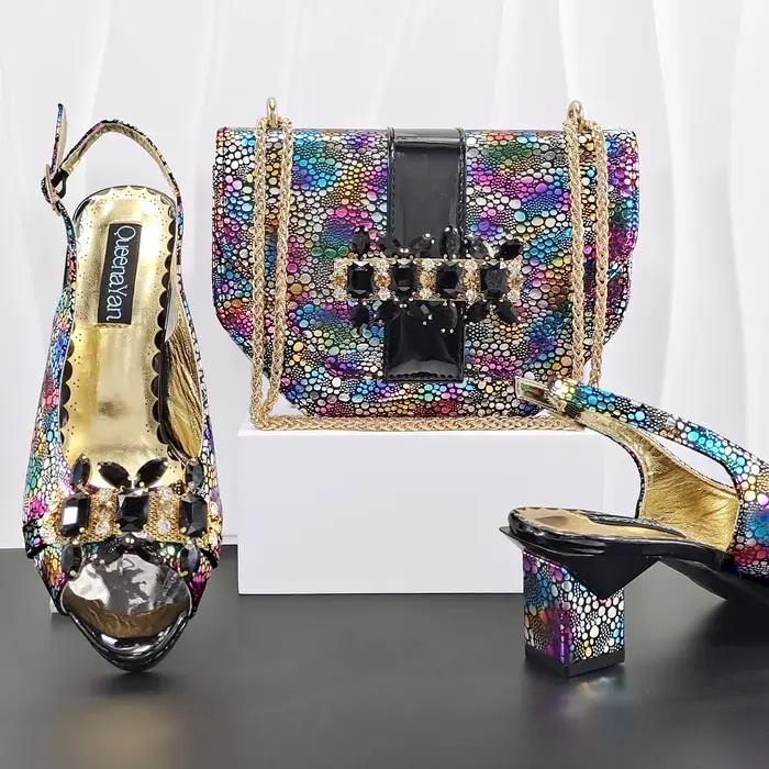 Doershow – ensemble de chaussures et sacs de style africain pour femmes, de haute qualité, bleu ciel