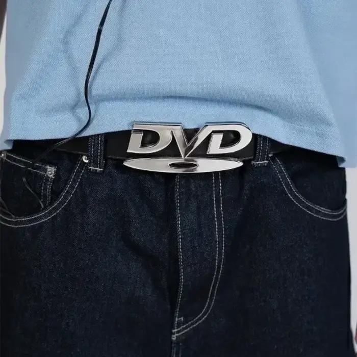 Ceinture unisexe à boucle DVD au design nostalgique, pour hommes et femmes, idéale pour les jeans, p