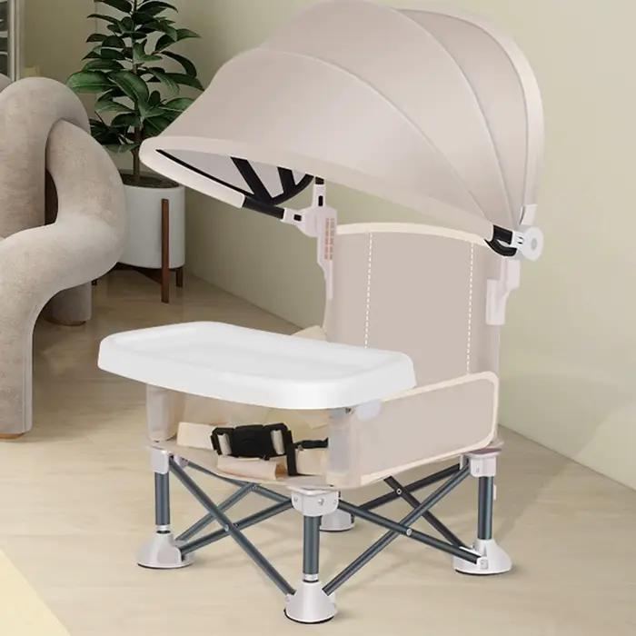 Chaise d'alimentation pliable pour bébé, rehausseur d'alimentation avec pare-soleil et plateau amovi