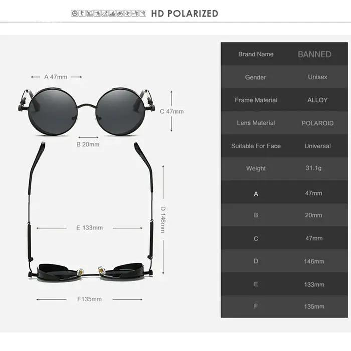 2022 HD Lunettes De soleil rondes polarisées en métal UV400 Lunettes De soleil pour hommes Feminin F