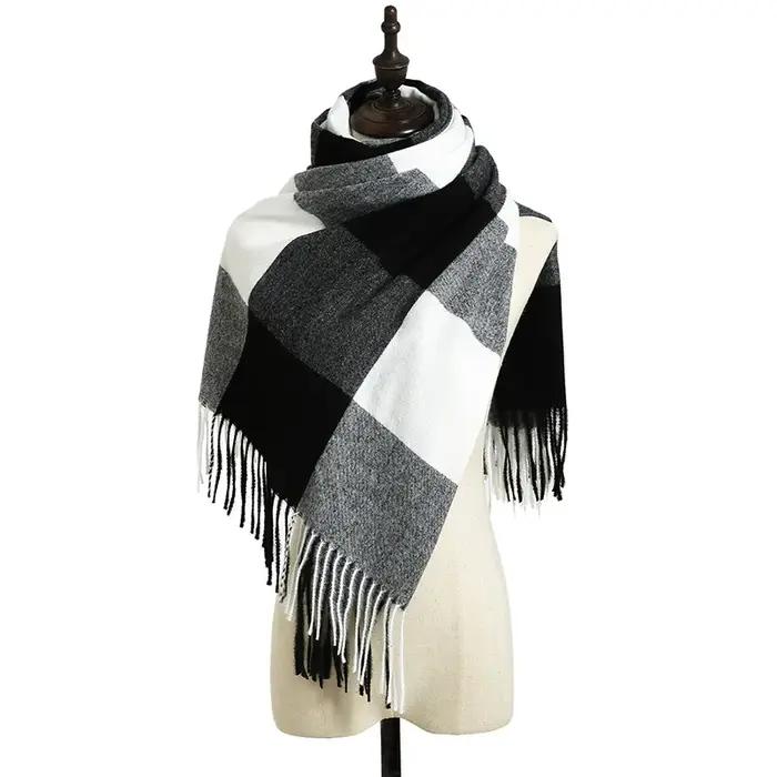 2024 Designer tricoté printemps hiver femmes écharpe plaid chaud cachemire foulards châle marque de