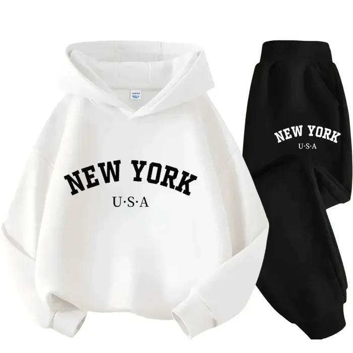 Ensemble décontracté pour enfants, imprimé alphabet USA New York, pour garçons et filles, idéal pour