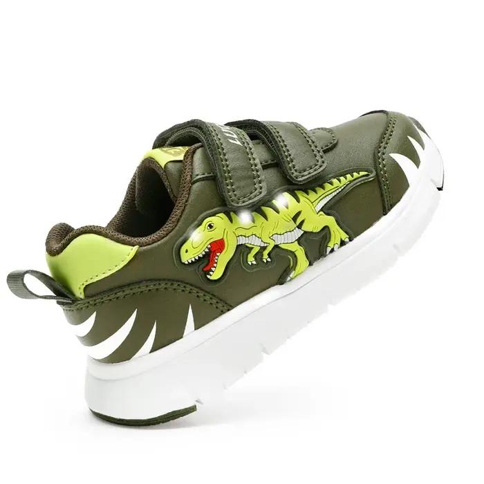 EXDINO dinosaure bébé enfants LED T-REX cuir automne nouveaux garçons filles clignotant baskets écla