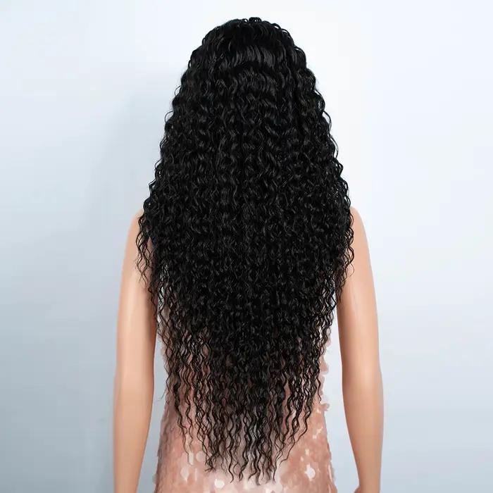 Perruque Lace Front Wig synthétique bouclée longue de 30 pouces, perruque de Cosplay ombrée brune HD