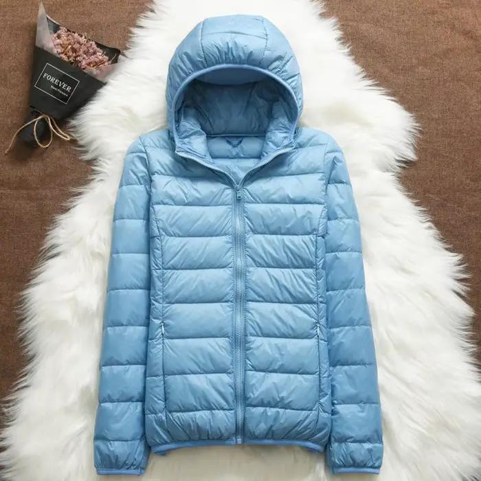 Doudounes à capuche ultralégères pour femmes, 2023 duvet de canard blanc, parkas pliables décontract
