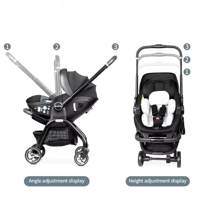 Poussette 3en1 nouveau-né convertible - Siège auto luxe multifonctionnel avec direction bidirectionnelle UE