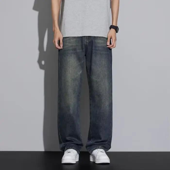 Jean Baggy en Coton à Jambes Larges pour Homme