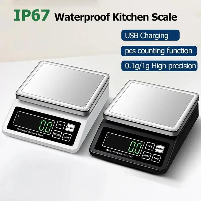Balance de cuisine Rechargeable IP67, entièrement étanche, 0.1g/1g, électronique de haute précision,