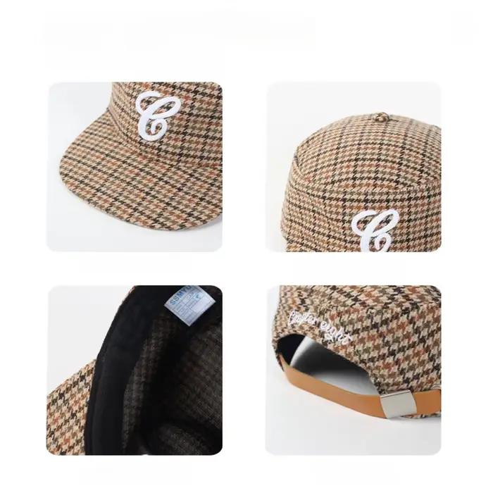 Casquette vintage à dessus plat, à carreaux, avec broderie de lettres, imprimé léopard, casquette de