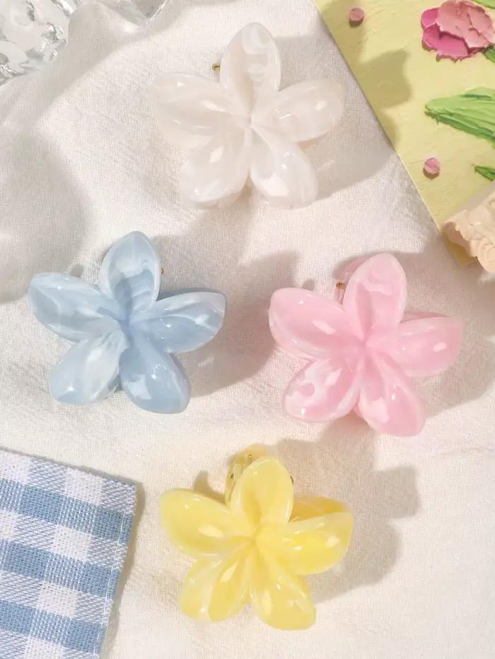 Pinces à cheveux multicolores à fleurs pour femmes et filles, 4 pièces, antidérapantes, mignonnes, a