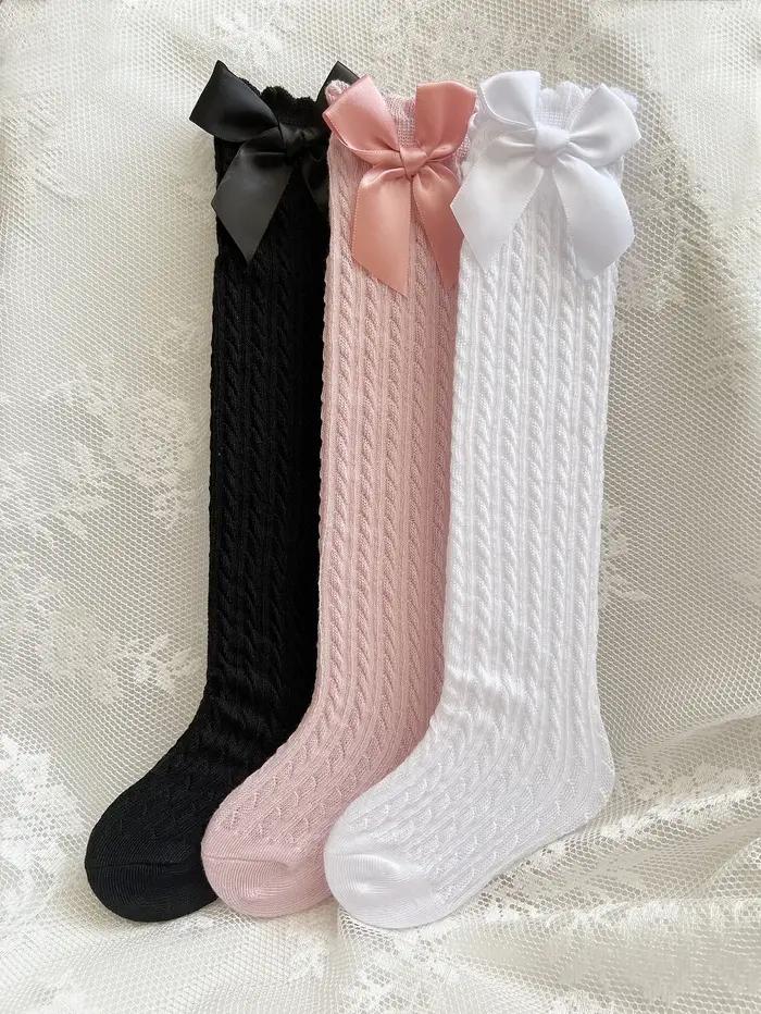 3 paires de chaussettes longues au-dessus du mollet pour filles