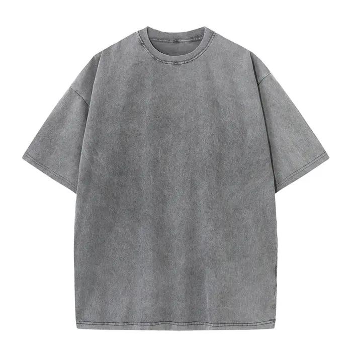 T-shirt d'été pour hommes 230G coton lourd Vintage lavé T-Shirts surdimensionné à manches courtes en