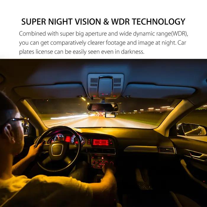 Dash Cam Caméra de tableau de bord avant et arrière, enregistreur vidéo de voiture, boîte noire, FUL