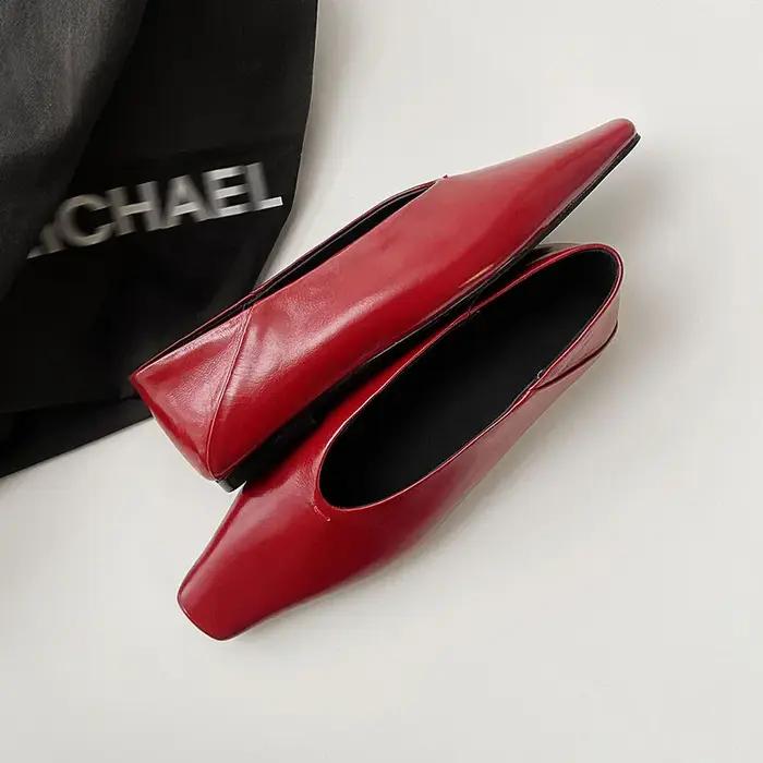 Dilalula 2025 Vintage en cuir véritable pompes femmes bout carré talons bas bureau dames quotidien c