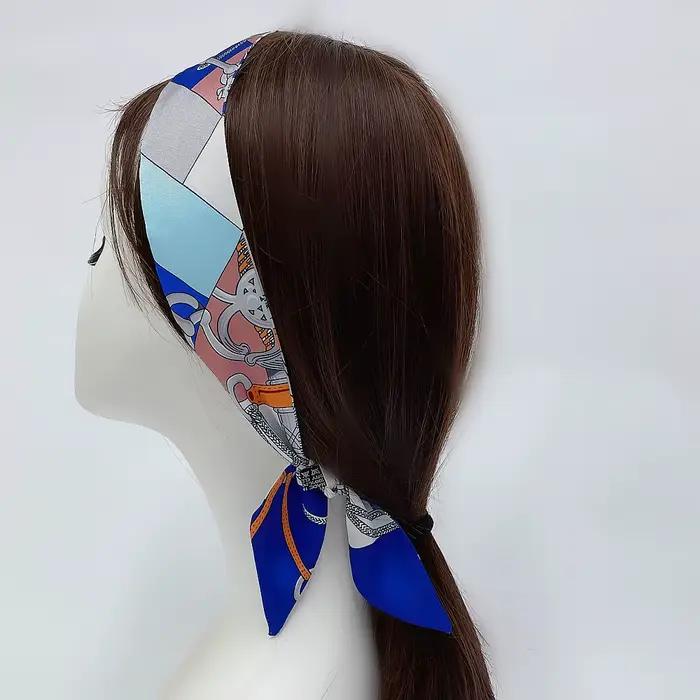Foulard en soie sergé élégant pour femmes, nouveau design de luxe, bandeau mode, sac pour cheveux fin, polyvalent pour toutes les occasions