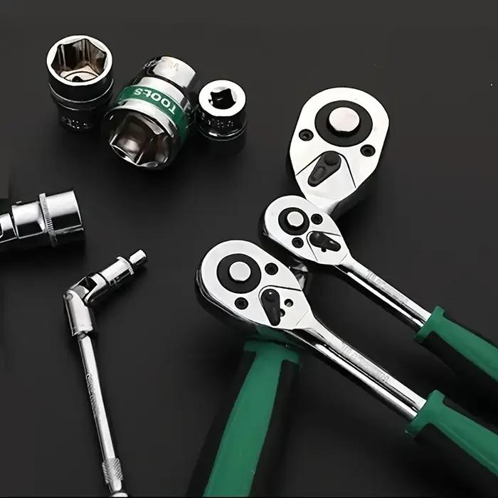 Jeu de douilles d'entraînement 1/4"-3/8"-1/2", douilles métriques et impériales CR-V avec clé à cliq
