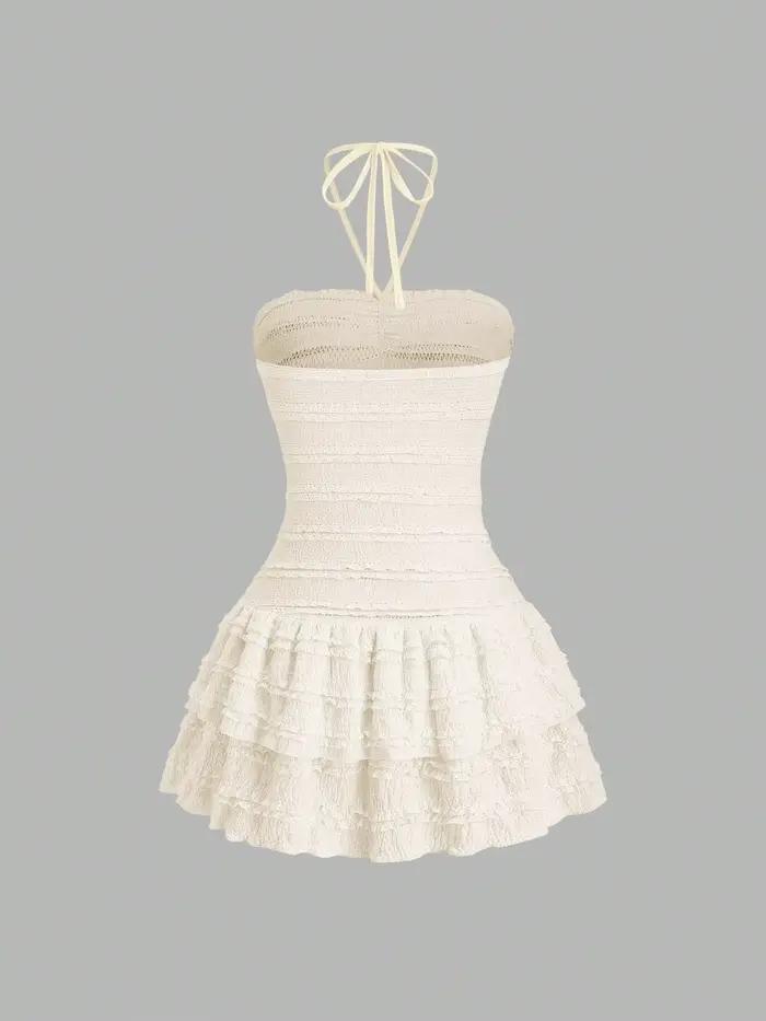 Mini jupe en tissu à haute élasticité pour femmes, couleur unie, décolleté dos nu, avec ourlet, Desi