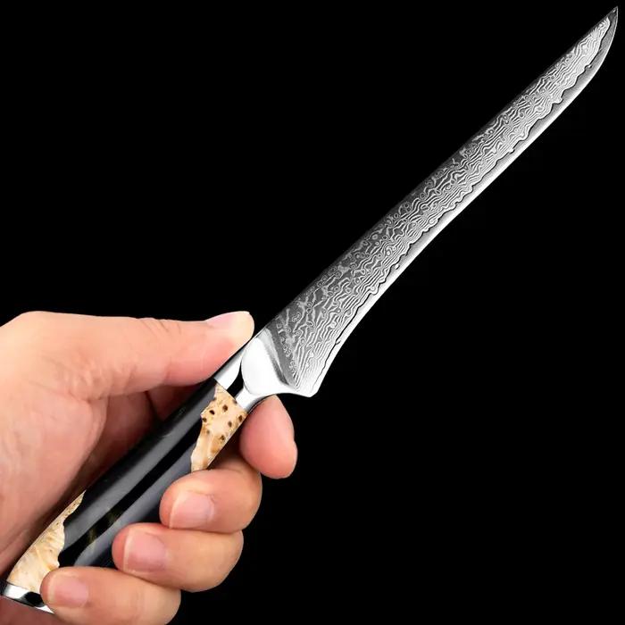 Couteau de Chef pour désosser (filet), 6 pouces, meilleur damas japonais VG10 en acier 67 couches, c