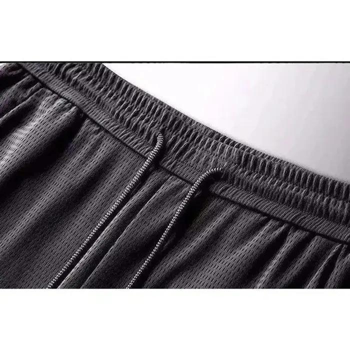 Pantalon en soie glacée ajouré pour hommes, maille respirante, décontractée, fine, à séchage rapide,