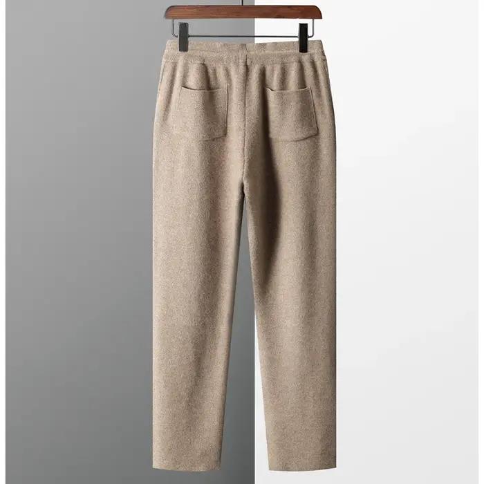 Pantalon en cachemire épais pour hommes, Slim, tricoté, 100% Pure laine, pour garder au chaud, nouve