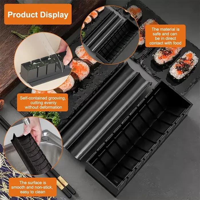 LMETJMA 10 pièces Kit de fabrication de Sushi bricolage moule à Sushi presse avec Sushi rouleau de r