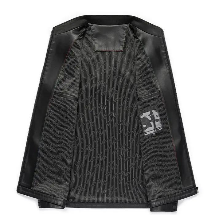 Veste en cuir véritable pour hommes, avec col montant, à la mode, pour jeunes, fins, printemps et au