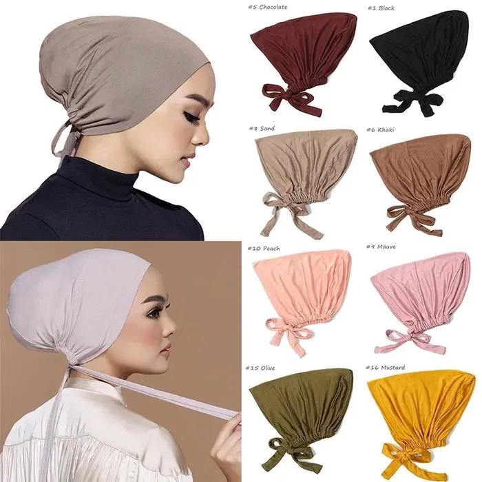 Nouveau doux Modal musulman Turban chapeau intérieur Hijab casquettes islamique sous-écharpe Bonnet