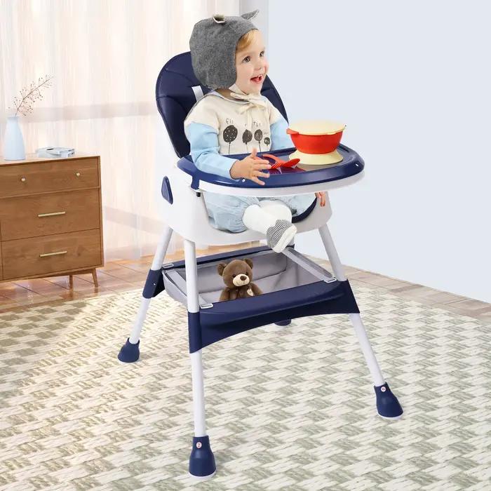 Chaise haute pliable 2 en 1 pour bébé, hauteur réglable, avec repose-pieds, sangles de sécurité, Dou