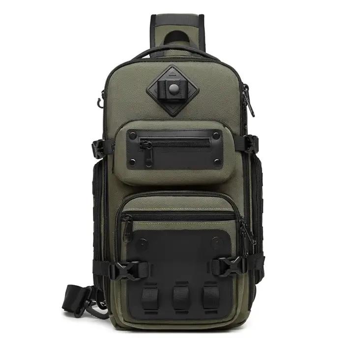 Ozuko sacs de ventre sac de poitrine pour hommes en plein air tactique une épaule sac à bandoulière