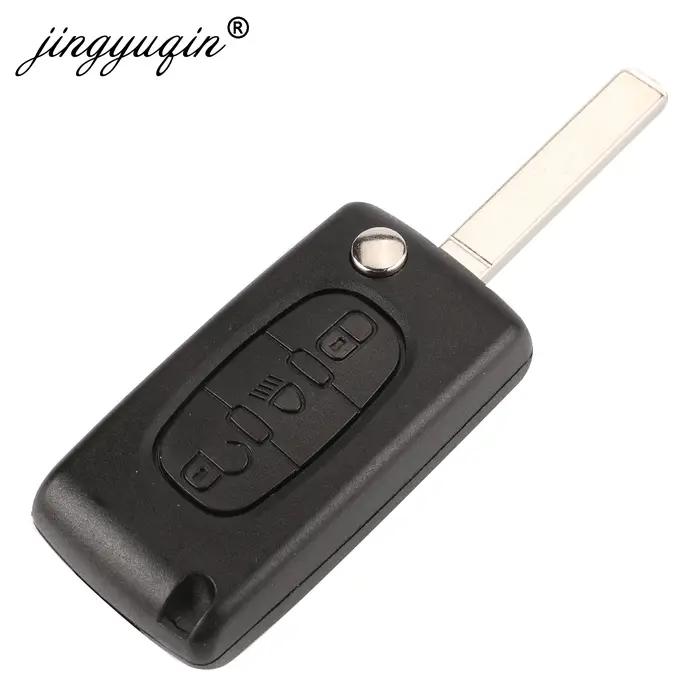Jingyuqin-clé de voiture à rabat | 10 pièces, boutons 2/3, pour Peugeot 207 307 308 407, pour Citroe