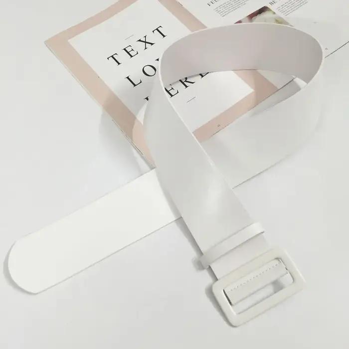 Ceinture en cuir blanc pour femme, large, ronde, carrée, cool, qualité supérieure, jeans féminins, e