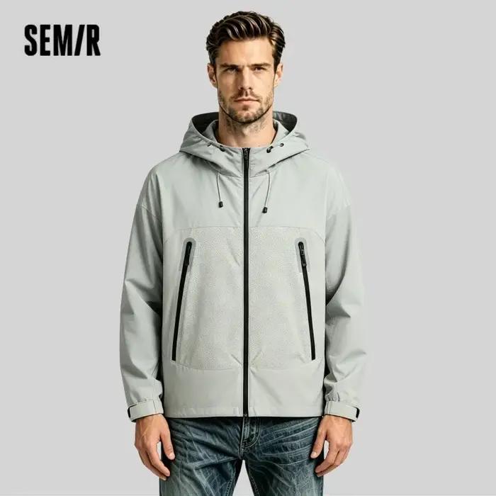 Semir veste hommes Sport de plein air ample à capuche Patchwork maille 2025 automne haut texturé vêtements