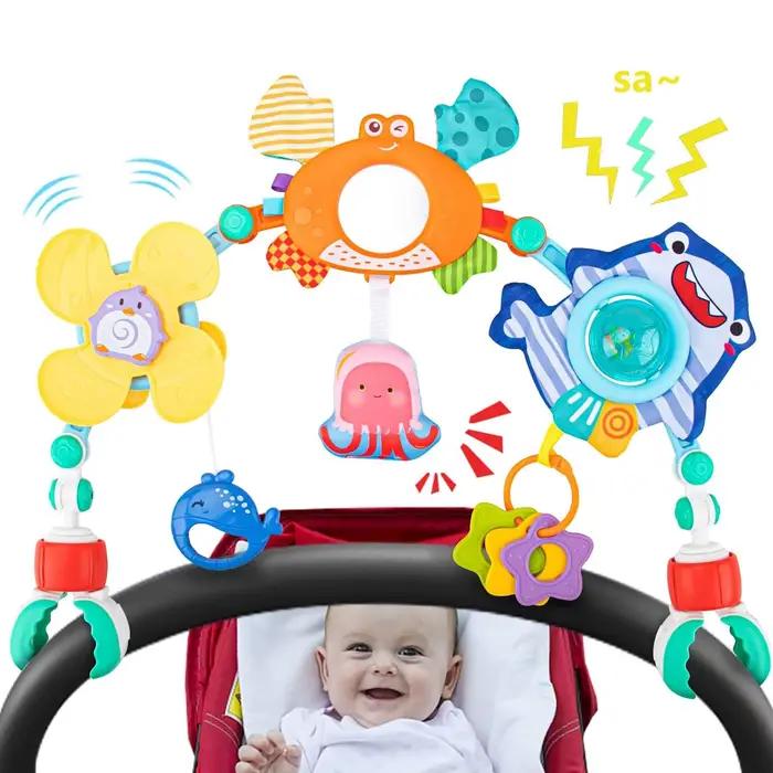 Jouets en arc de poussette pour bébé arc d'activité de landau jouet videur développement sensoriel motricité fine siège de voiture bébé exploration tactile coloré occasions spéciales