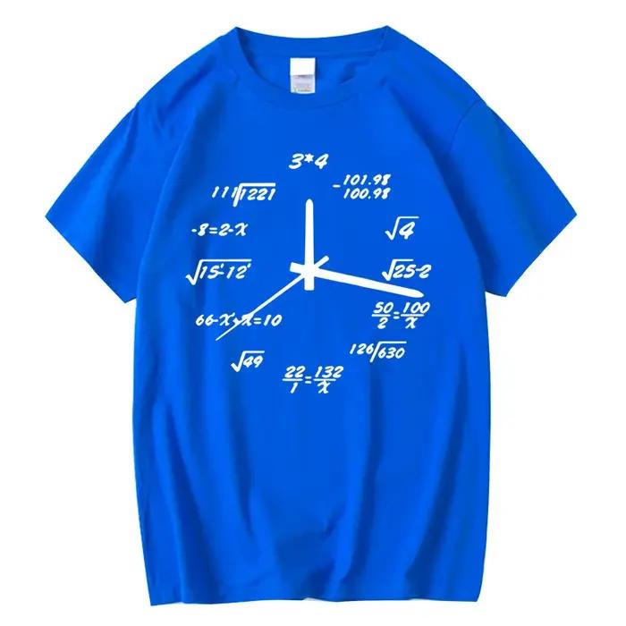 T-shirt homme 100% coton décontracté drôle horloge mathématique imprimer été ample col rond T-shirt