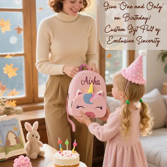 Sac à dos licorne personnalisé enfants - Cadeau Noël maternelle dessin animé brodé mignon