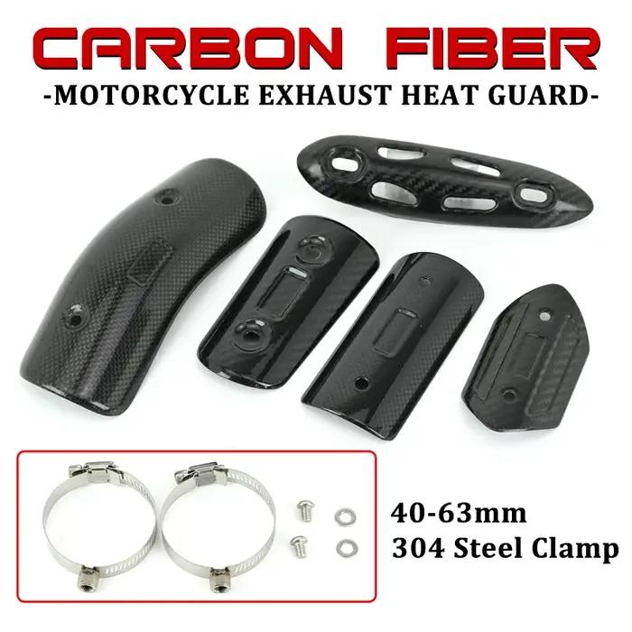 Protecteur de silencieux d'échappement de moto en Fiber de carbone, bouclier thermique d'échappement