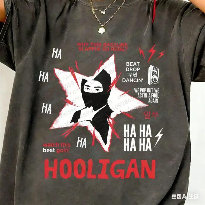 T-shirt Hooligan JIn Concert Kpop Rises Tour Sweatshirt Mode Décontractée Manches Courtes Cadeau pou