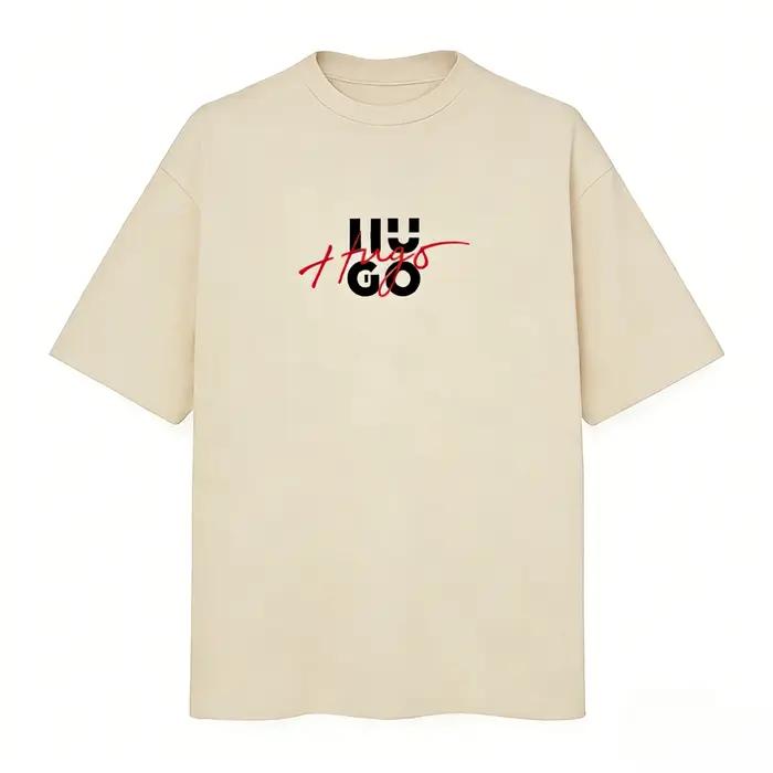 T-shirt Homme Décontracté Ample à Manches Courtes en Coton Pur, Tendance Rétro Haut de Gamme Personn