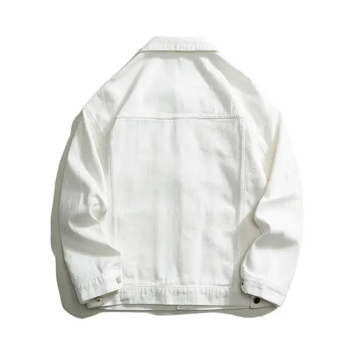 Veste en jean blanc surdimensionné pour homme, streetwear en coton, jean décontracté de haute qualit