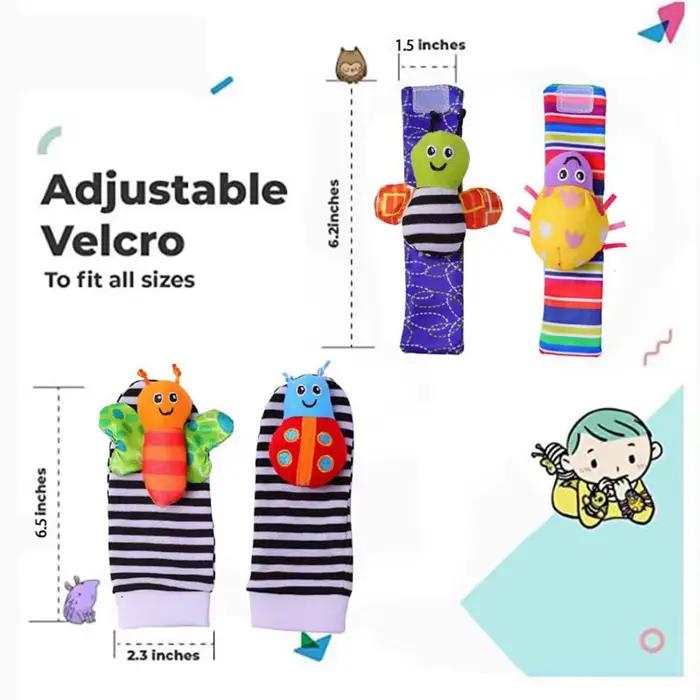 Hochets en peluche mignons pour bébé 0 à 24 mois hochets de poignet chaussettes de recherche de pieds cadeau pour nouveau-né garçon fille occasions spéciales