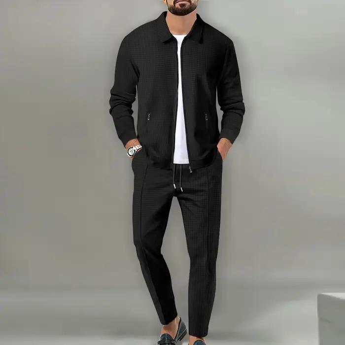 Veste et pantalon de sport pour hommes, couleur unie, populaire, pour jeunes, deux combinaisons de l