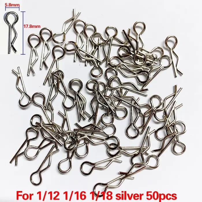 Pièces de voiture Rc 1/5 1/6 1/7 1/8 1/8 1/12 1/16, 50 pièces, Clips de carrosserie, broches, loquet