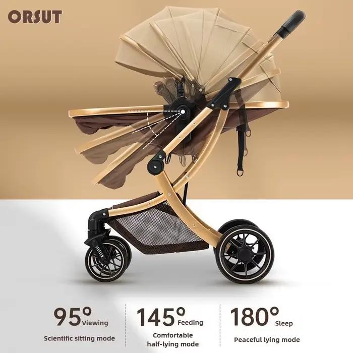 Poussette bébé légère à grande vue, peut s'asseoir ou s'allonger, légère et pliable, poussette pour