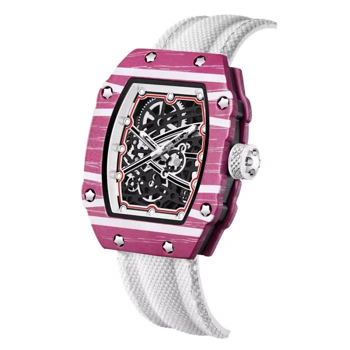 Nouvelle montre à quartz tendance ultra-fine en forme de tonneau de vin avec bracelet en nylon, élég