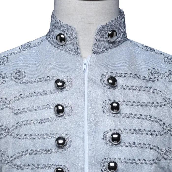 Blazer militaire de cour à fermeture éclair pour hommes, blanc, couleur vive, à la mode, pour Bar, d